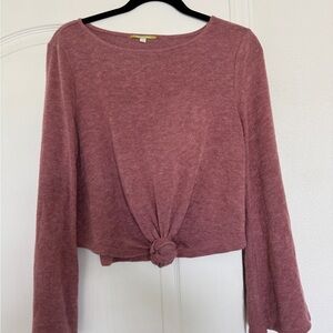 Gianni Bini Bell Sleeve Knot Front Cropped Sweater - Size Medium